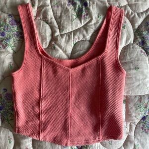 Aerie Cropped Ribbed Corset Tank Top